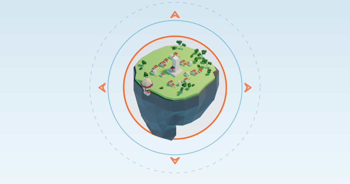 Zones concentriques s'effondrant vers l'intérieur autour d'une île volante disputée dans le mode Dominion de Rise in Time